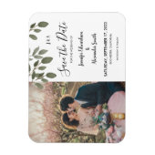 Rustikales botanisches Monogramm-Foto Save-the-Dat Magnet (Vertikal)