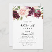 Rustikales botanisches Party für das Ruhestand Einladung (Vorderseite)