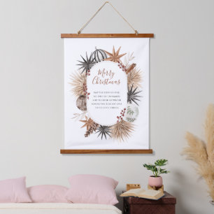 Rustikales botanisches Personalisiertes Weihnachts Wandteppich Mit Holzrahmen