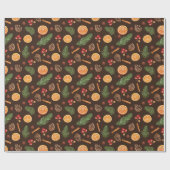 Rustikales Botanisches Pinecones Pine Orange Muste Geschenkpapier (Flach)