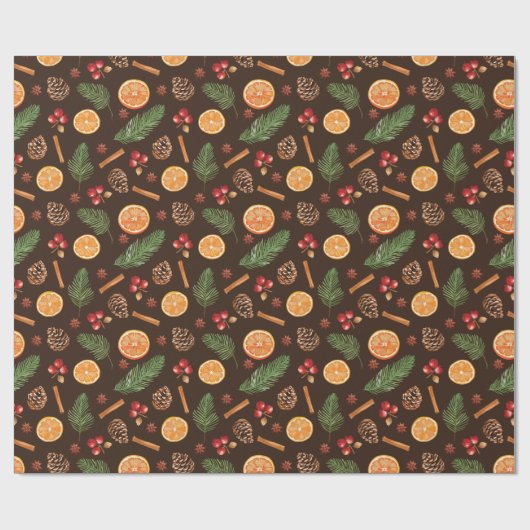 Rustikales Botanisches Pinecones Pine Orange Muste Geschenkpapier (Flach)