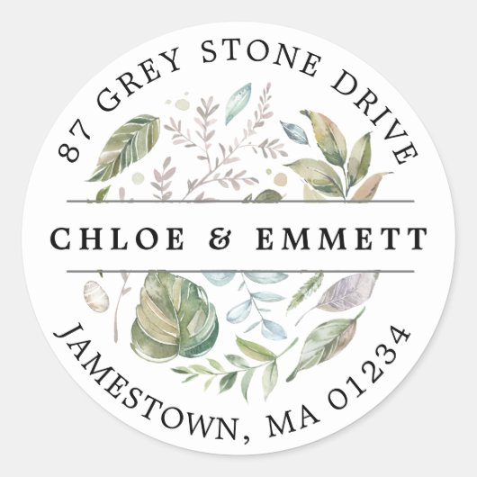 Rustikales botanisches Rücksendesiegel Runder Aufkleber (Vorderseite)