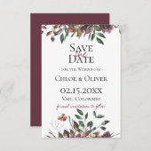 rustikales botanisches Save the Date Ankündigung (Vorne/Hinten)