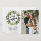 Rustikales Botanisches Schreiben 2 Foto Verlobung Einladung (Vorderseite)