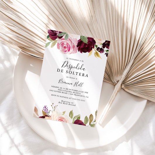 Rustikales botanisches Spanisches Brautparty Einladung