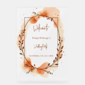 Rustikales Botanisches Terrakotta Hochzeitskranz Acrylschild (Vorderseite)