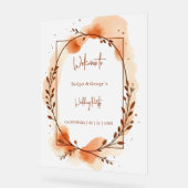 Rustikales Botanisches Terrakotta Hochzeitskranz Acrylschild (Winkel)