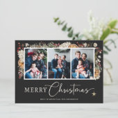 Rustikales botanisches Weihnachtsfest-Foto Karte (Stehend Vorderseite)