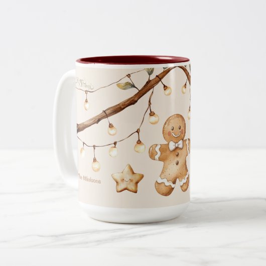 Rustikales botanisches Weihnachtsfest Zweifarbige Tasse (Vorderseite Links)