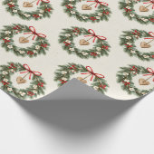 Rustikales botanisches Weihnachtskranzmuster Geschenkpapier (Ecke)