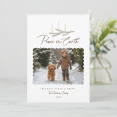 Rustikales botanisches Weltfrieden Script-Foto Feiertagskarte (Stehend Vorderseite)