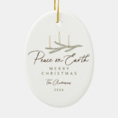 Rustikales botanisches Weltfrieden Script-Foto Keramik Ornament (Hinten)