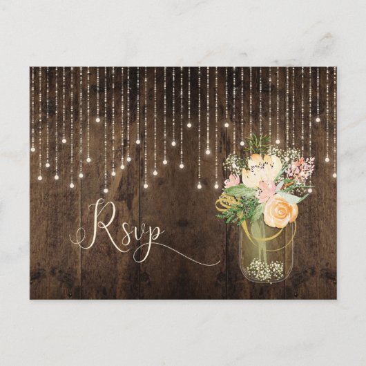 Rustikales Bouquet Mason Jar Lights UAWG | Einladungspostkarte (Vorderseite)