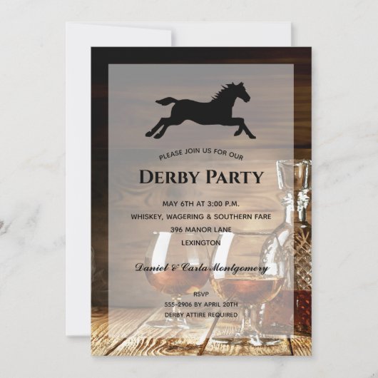 Rustikales Bourbon Derby Party Einladung (Vorderseite)