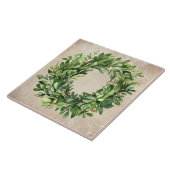 Rustikales Boxwood Wreath Berries Aquarellhaus Fliese (Seite)