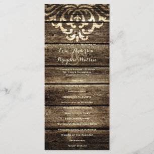 Rustikales Brauerei Damaskus Vintage Hochzeitsprog Programm