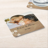 Rustikales Braun Foto Hochzeitsfest Untersetzer (angewinkelt)