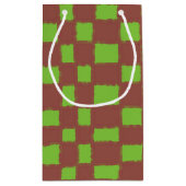 Rustikales, braun-grünes Schachbrettmuster Kleine Geschenktüte (Rückseite)