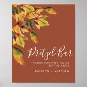 Rustikales Braun Herbst Hochzeitsblatt Bar Poster