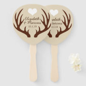 Rustikales Braun Hirsche Antlers Coupels Namen Fächer (Vorne und Hinten)