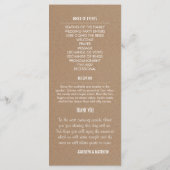 Rustikales Braun-Hochzeitsprogramm 2 Programm (Rückseite)