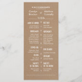 Rustikales Braun-Hochzeitsprogramm 2 Programm (Vorderseite)