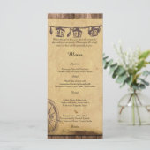 Rustikales Braun-Lantern-Hochzeitmenü Menükarte (Stehend Vorderseite)