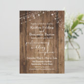 Rustikales Braun & Licht nur nach Hochzeit Empfang Einladung (Stehend Vorderseite)