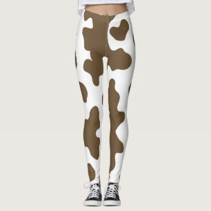 Rustikales Braun- und Weißkuhdruck Country Western Leggings