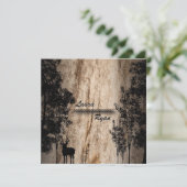 Rustikales Braunboard Hirsch & Baum Hochzeitsfeier Einladung (Stehend Vorderseite)