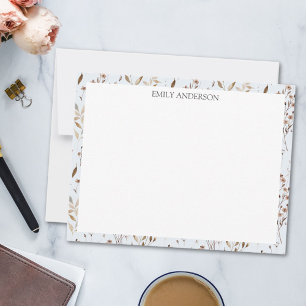 Rüstikales braunes Blumenblatt Florales Botanische Mitteilungskarte