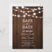 Rustikales braunes Foto mit Saitenholz Save the Da Date (Vorderseite)