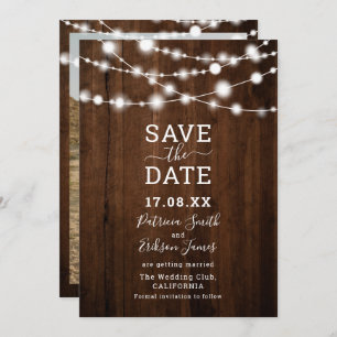 Rustikales braunes Foto mit Saitenholz Save the Da Save The Date