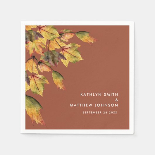 Rustikales braunes Herbst Hochzeit im Herbst Party Serviette (Vorderseite)