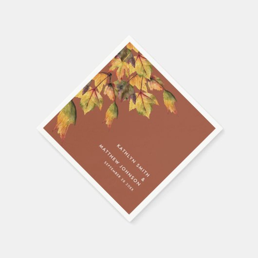 Rustikales braunes Herbst Hochzeit im Herbst Party Serviette (Ecke)