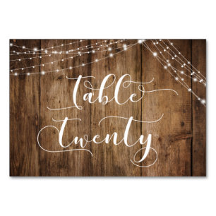 Rustikales Braunes Holz & Lights Tische 20 Karte