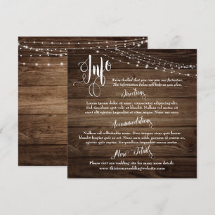 Rustikales braunes Holz mit Lichtern, Hochzeitsinf Einladung