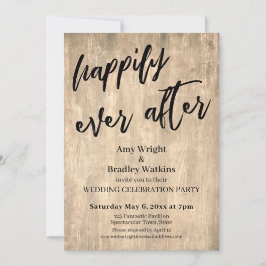 Rustikales braunes Holz nur verheiratet Hochzeitse Einladung (Vorderseite)