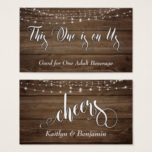 Rustikales braunes Holz und weiße Lichter, Trinkka (Vorne & Hinten)