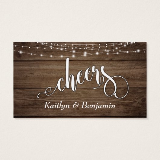 Rustikales braunes Holz und weiße Lichter, Trinkka (Rückseite)