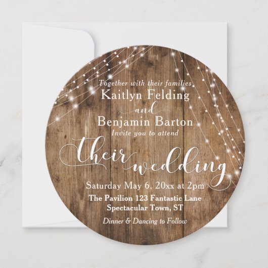 Rustikales braunes Holz, weiße, leichte Streichhöl Einladung (Vorderseite)