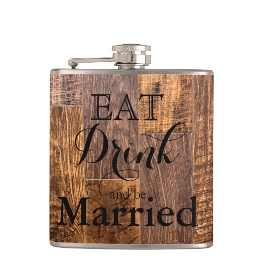 Rustikales braunes Holzkorn essen Getränke verheir Flachmann (Vorderseite)