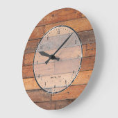 Rustikales braunes Imitat Holzplanks Muster Große Wanduhr (Winkel)