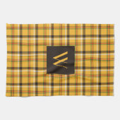 Rustikales braunes Karomuster-Monogramm Geschirrtuch (Horizontal)