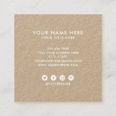 Rustikales braunes Kraftpapier mit handgefertigtem Quadratische Visitenkarte (Rückseite)