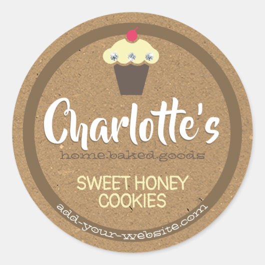 Rustikales, braunes Kraftpapier Niedliches Backlab Runder Aufkleber (Vorderseite)