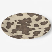 Rustikales braunes Kuh Print Country Western Rodeo Pappteller (Schrägansicht)