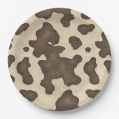 Rustikales braunes Kuh Print Country Western Rodeo Pappteller (Vorderseite)