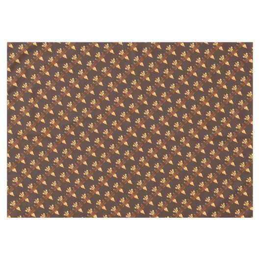 Rustikales braunes Muster Fleur-de-Lis Tischdecke (Vorderseite (Horizontal))