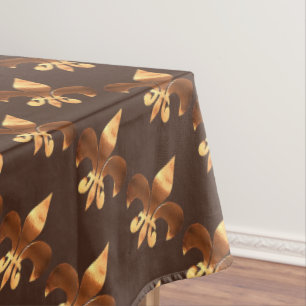Rustikales braunes Muster Fleur-de-Lis Tischdecke